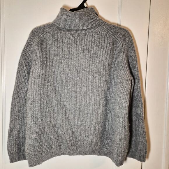 Quince Mongolian Cashmere Fisherman Sweater Womens M Grey Turtleneck - Picture 3 of 8
